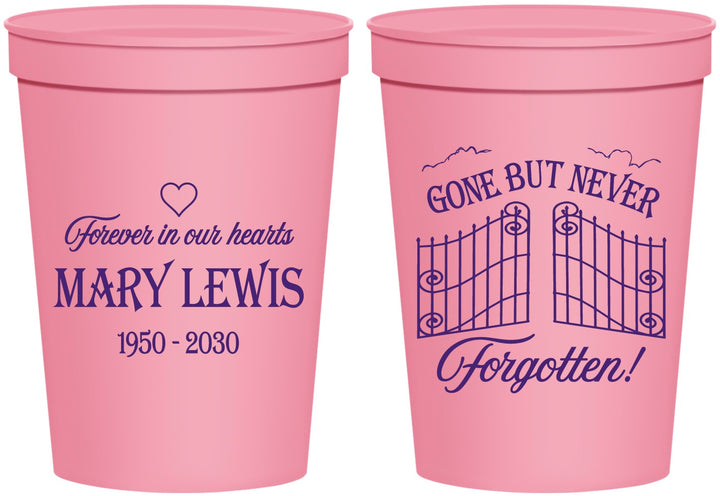 Personalized Memorial 16 oz Stadium Cups - Gone But Never Forgotten | 310001