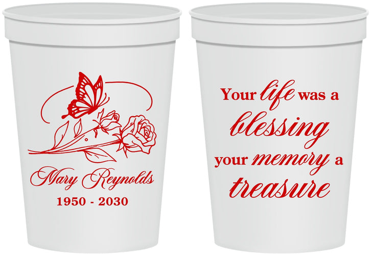 Personalized Memorial 16 oz Stadium Cups - Life Blessing Memory | 310005