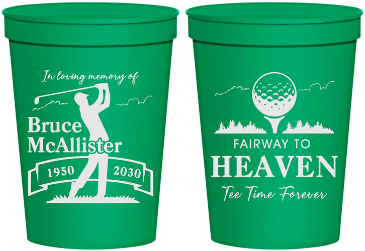 Personalized Memorial 16 oz Stadium Cups - Fairway To Heavens | 310008