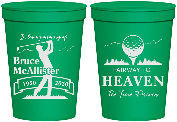 Personalized Memorial 16 oz Stadium Cups - Fairway To Heavens | 310008