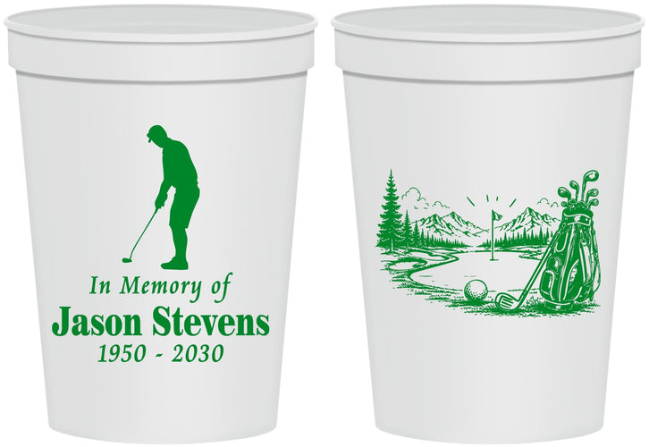 Personalized Memorial 16 oz Stadium Cups - Heavens Finest Fairways | 310009