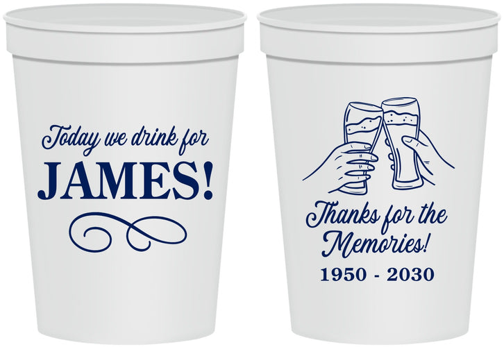 Personalized Memorial 16 oz Stadium Cups - Thanks For The Memories | 310011