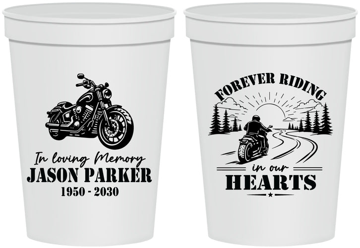 Personalized Memorial 16 oz Stadium Cups - Riding In Our Hearts | 310014