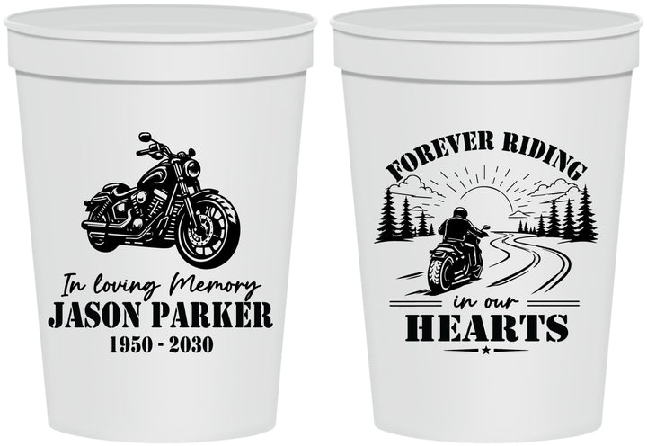 Personalized Memorial 16 oz Stadium Cups - Riding In Our Hearts | 310014