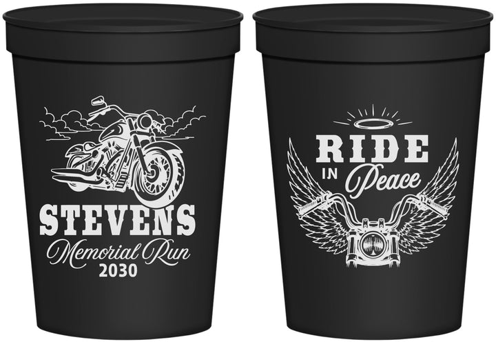Personalized Memorial 16 oz Stadium Cups - Ride In Peace | 310015