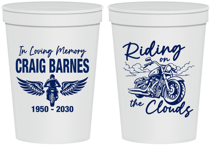 Personalized Memorial 16 oz Stadium Cups - Riding On The Clouds | 310017