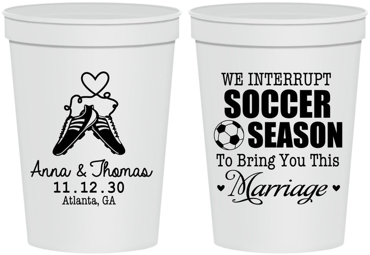 Personalized Wedding 16 oz Stadium Cups - We Interrupt Soccer | 311