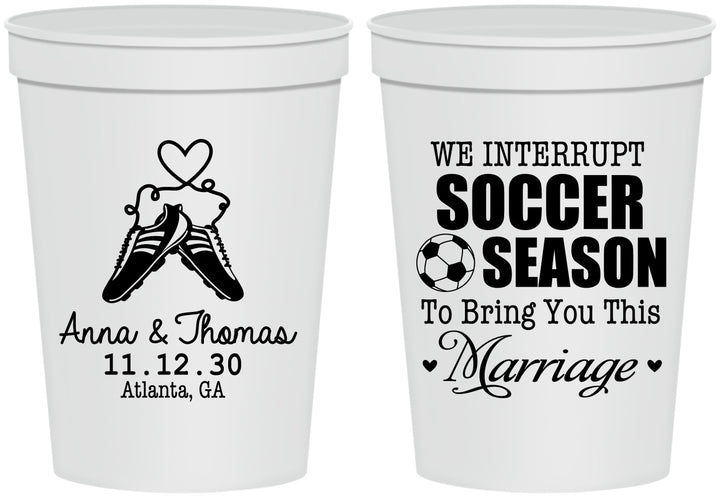 Personalized Wedding 16 oz Stadium Cups - We Interrupt Soccer | 311