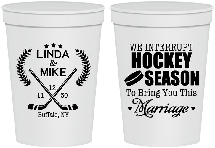 Personalized Wedding 16 oz Stadium Cups - We Interrupt Hockey | 312