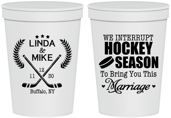 Personalized Wedding 16 oz Stadium Cups - We Interrupt Hockey | 312