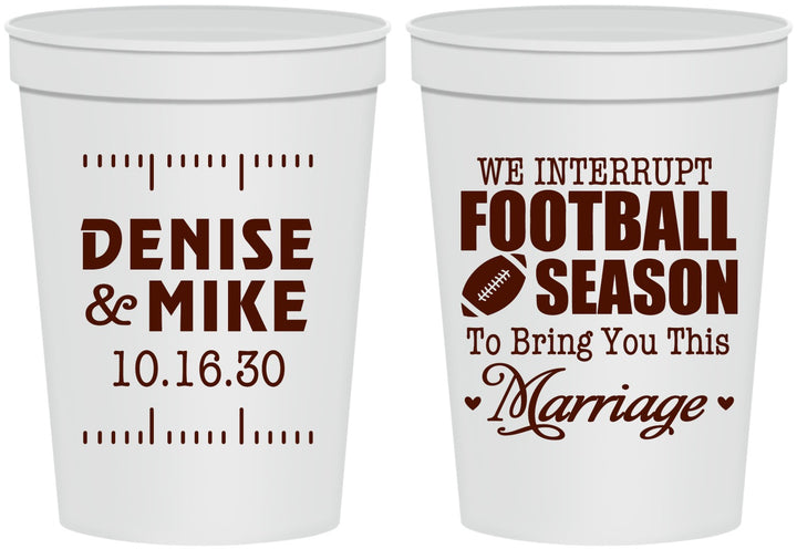 Personalized Wedding 16 oz Stadium Cups - We Interrupt Football | 314