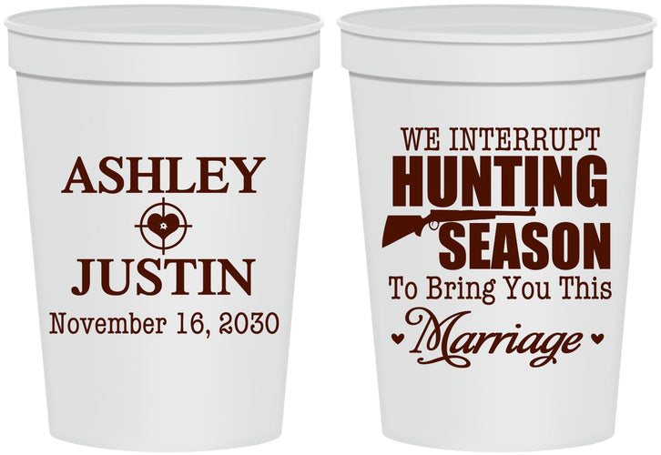Personalized Wedding 16 oz Stadium Cups - We Interrupt Hunting | 316