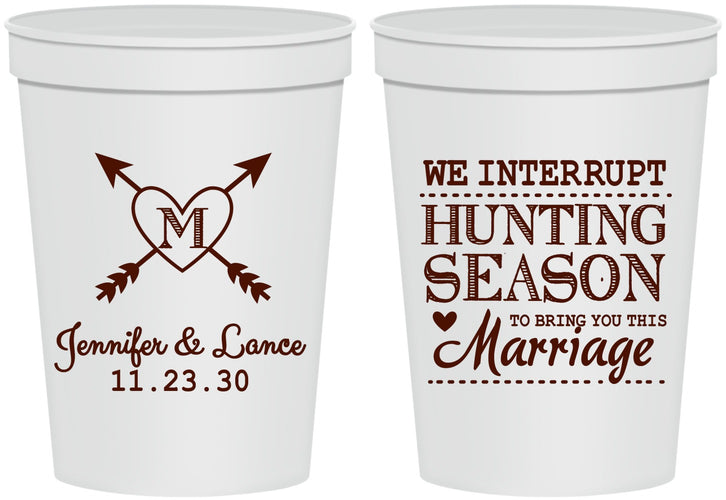 Personalized Wedding 16 oz Stadium Cups - We Interrupt Season | 318