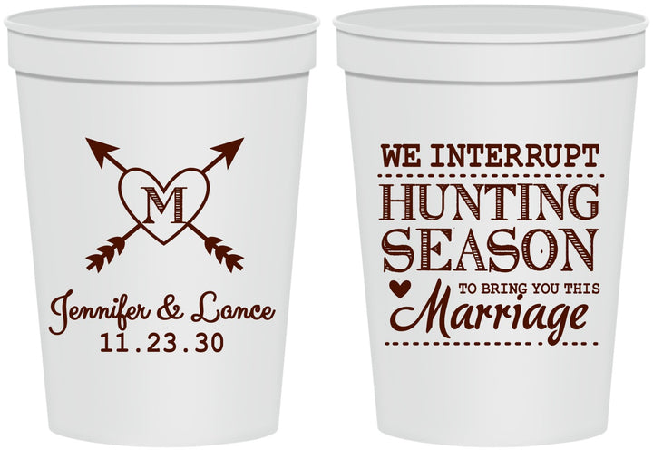 Personalized Wedding 16 oz Stadium Cups - We Interrupt Season | 318