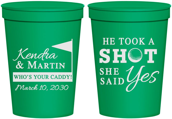 Personalized Wedding 16 oz Stadium Cups - Took A Shot Golf | 320