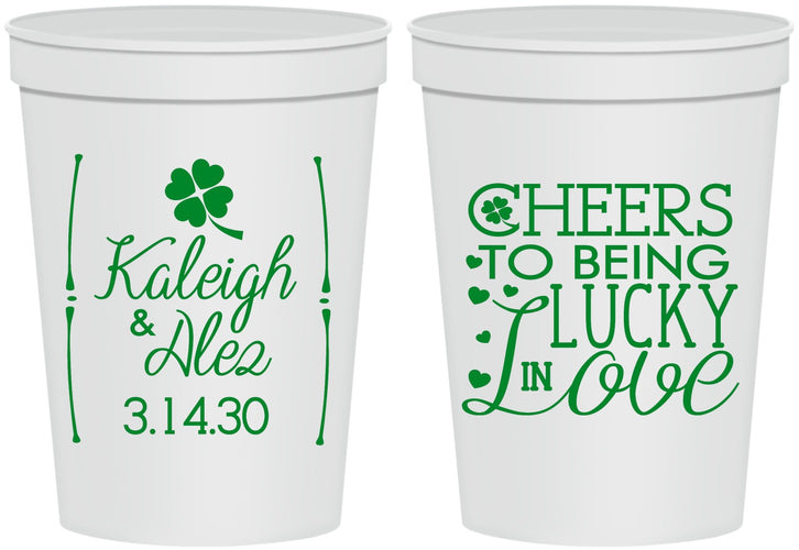 Personalized Wedding 16 oz Stadium Cups - Lucky In Love | 328