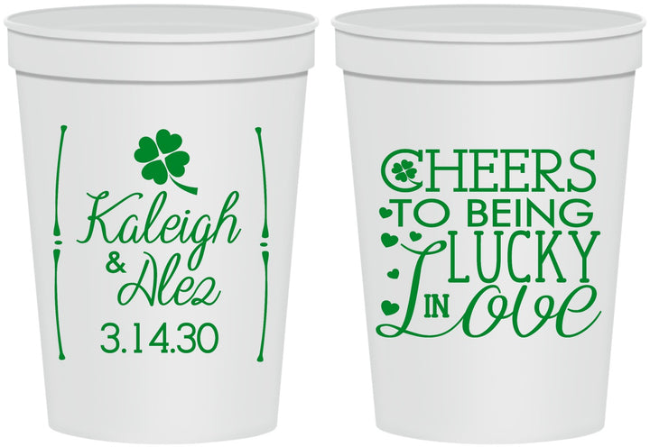 Personalized Wedding 16 oz Stadium Cups - Lucky In Love | 328