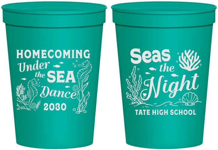 Personalized Homecoming 16 oz Stadium Cups - Under The Sea Dance | 330001