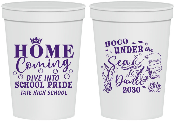Personalized Homecoming 16 oz Stadium Cups - Under The Sea Dance | 330002