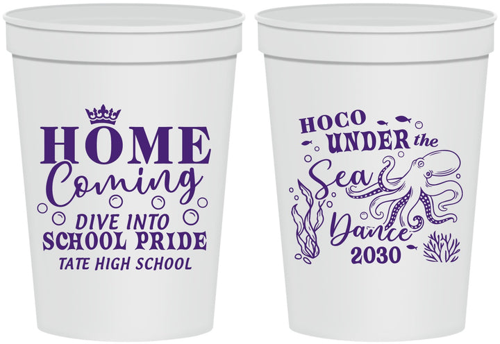 Personalized Homecoming 16 oz Stadium Cups - Under The Sea Dance | 330002