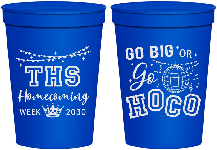 Personalized Homecoming 16 oz Stadium Cups - Big Or Go Hoco | 330004