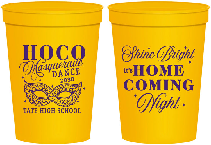 Personalized Homecoming 16 oz Stadium Cups - Hoco Masquerade Dance | 330009