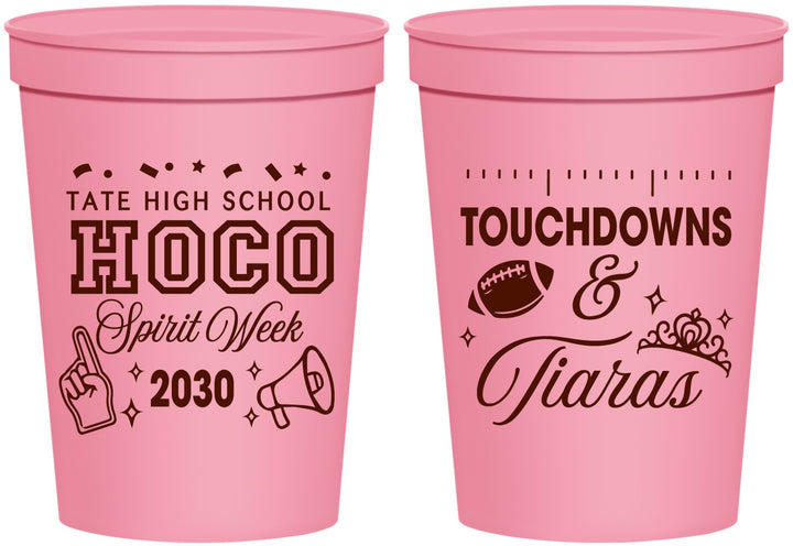 Personalized Homecoming 16 oz Stadium Cups - Touchdowns And Tiaras | 330010