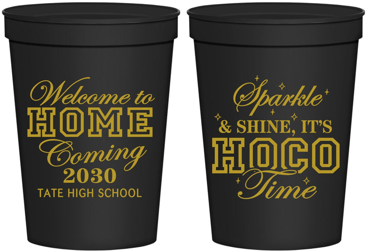 Personalized Homecoming 16 oz Stadium Cups - Sparkle Shine Hoco Time | 330017