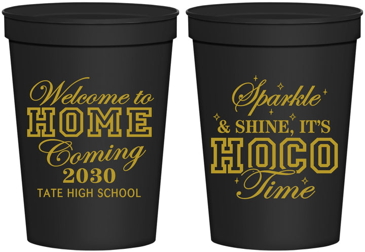 Personalized Homecoming 16 oz Stadium Cups - Sparkle Shine Hoco Time | 330017
