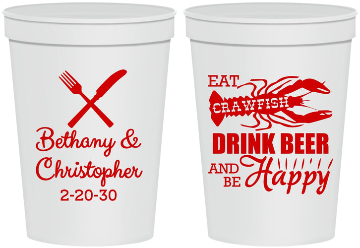 Personalized Wedding 16 oz Stadium Cups - Crawfish Boil | 332