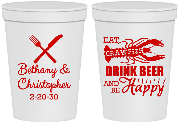 Personalized Wedding 16 oz Stadium Cups - Crawfish Boil | 332