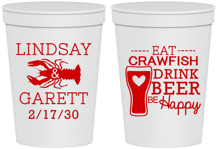 Personalized Wedding 16 oz Stadium Cups - Crawfish Boil | 333