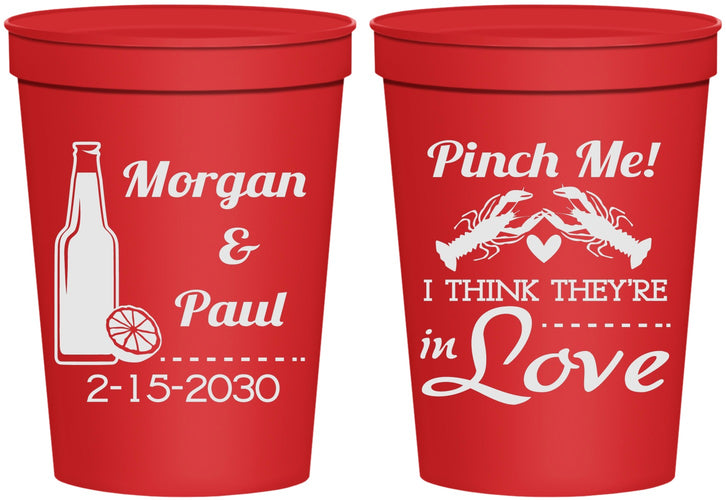 Personalized Wedding 16 oz Stadium Cups - Crawfish Boil Pinch Me | 337