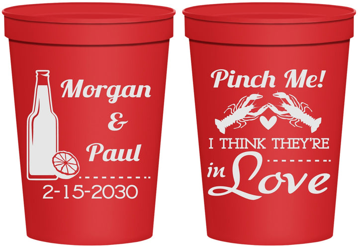 Personalized Wedding 16 oz Stadium Cups - Crawfish Boil Pinch Me | 337