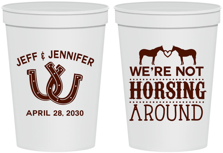 Personalized Wedding 16 oz Stadium Cups - Horseshoe | 340