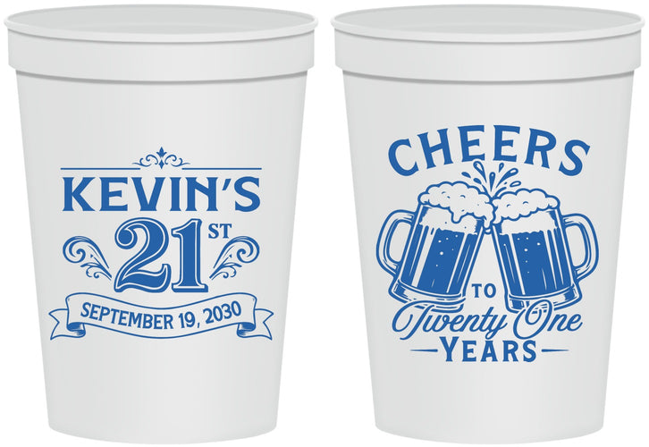 Personalized 21st Birthday 16 oz Stadium Cups - Cheers To Twenty One Years | 340000