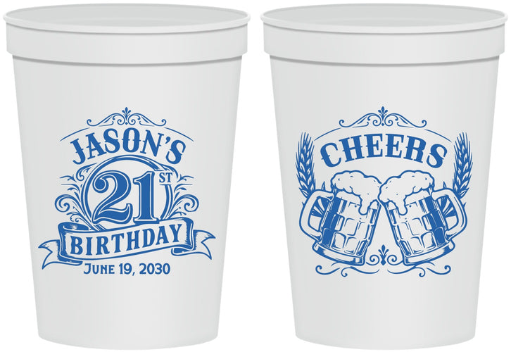 Personalized 21st Birthday 16 oz Stadium Cups - Cheers | 340001
