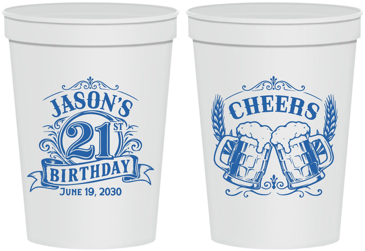 Personalized 21st Birthday 16 oz Stadium Cups - Cheers | 340001