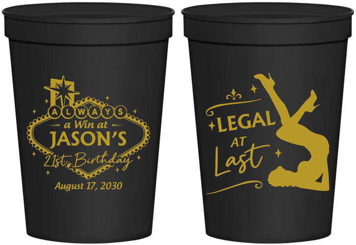 Personalized 21st Birthday 16 oz Stadium Cups - Legal At Last Vegas | 340002