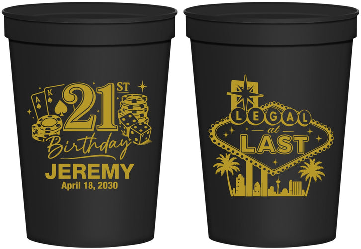Personalized 21st Birthday 16 oz Stadium Cups - Legal At Last Vegas | 340003