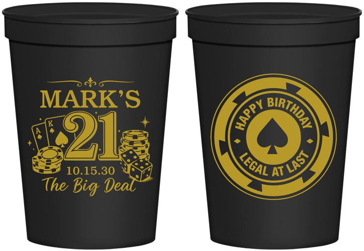 Personalized 21st Birthday 16 oz Stadium Cups - Legal At Last Vegas | 340004