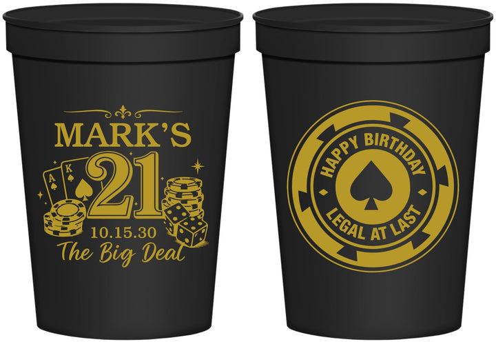 Personalized 21st Birthday 16 oz Stadium Cups - Legal At Last Vegas | 340004