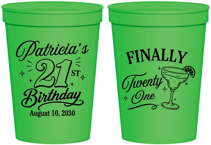Personalized 21st Birthday 16 oz Stadium Cups - Finally Twenty One | 340008