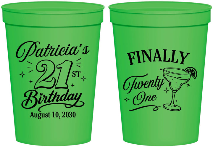 Personalized 21st Birthday 16 oz Stadium Cups - Finally Twenty One | 340008