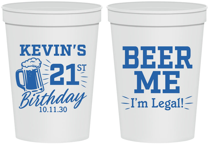 Personalized 21st Birthday 16 oz Stadium Cups - Beer Me I Am Legal | 340014