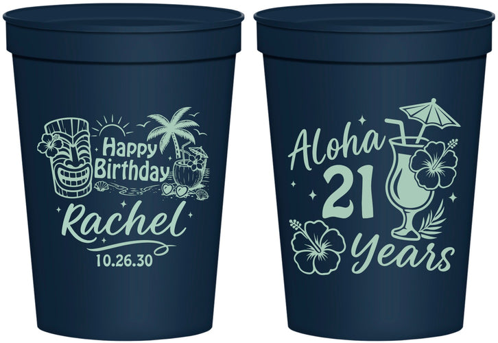 Personalized 21st Birthday 16 oz Stadium Cups - Aloha Hawaii | 340016