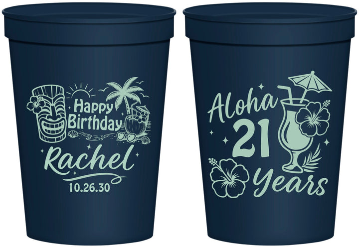 Personalized 21st Birthday 16 oz Stadium Cups - Aloha Hawaii | 340016