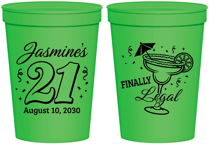 Personalized 21st Birthday 16 oz Stadium Cups - Finally Legal | 340018