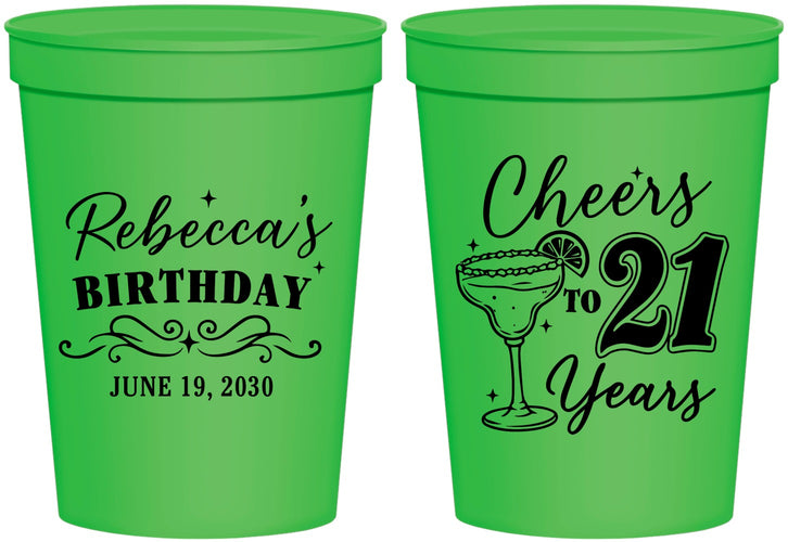 Personalized 21st Birthday 16 oz Stadium Cups - Cheers To Twenty One Years | 340019