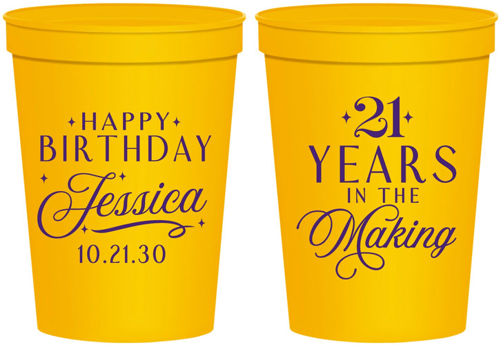 Personalized 21st Birthday 16 oz Stadium Cups - Twenty One Years In The Making | 340023